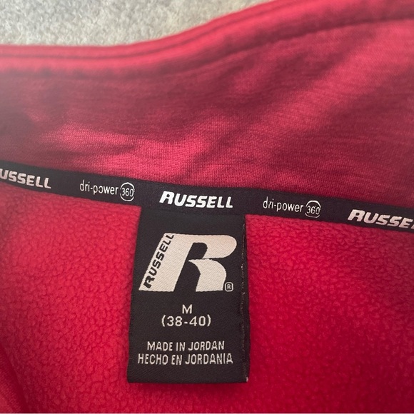 Russel Pull Over Sweatshirt 1/4 Zip Pullover Mens Medium Red Fleece Dri Power - Picture 2 of 11
